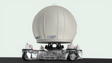 Ein Gerät auf vier Rädern und mit einer Kuppel drauf.