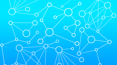 Light blue background with white dots that are connected to each other.