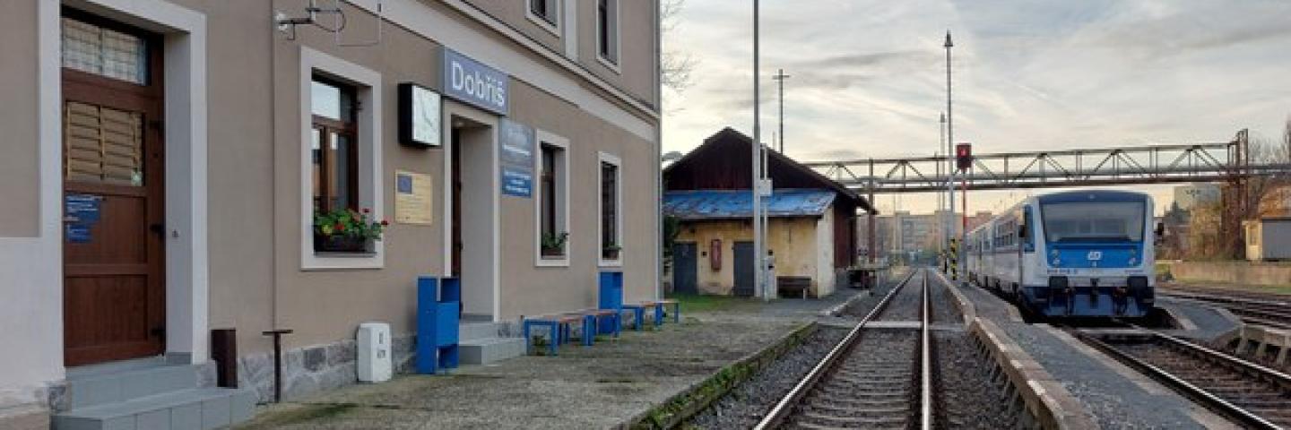 An empty and old train station near Prague