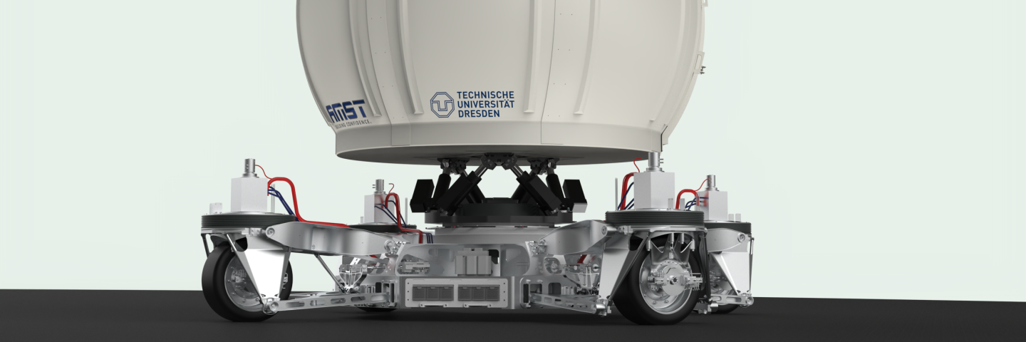 Ein Gerät auf vier Rädern und mit einer Kuppel drauf.