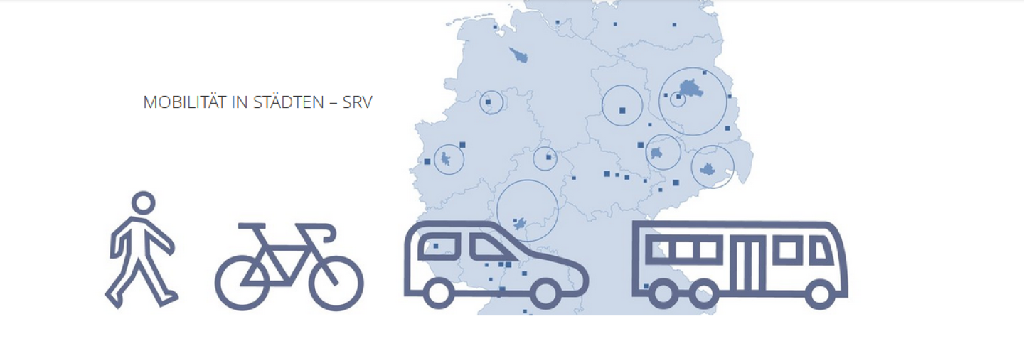blaues Piktogramm: Mensch, Fahrrad, Auto und Bus vor einer Deutschlandkarte