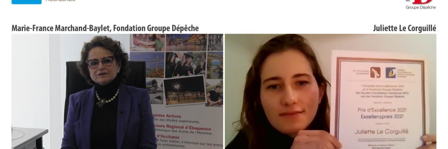 Screenshot von Online-Verleihung des Preises mit vier Gesichtern